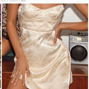 Princess Polly gold/champagne cami dress w/ dragon and cloud pattern - size 6